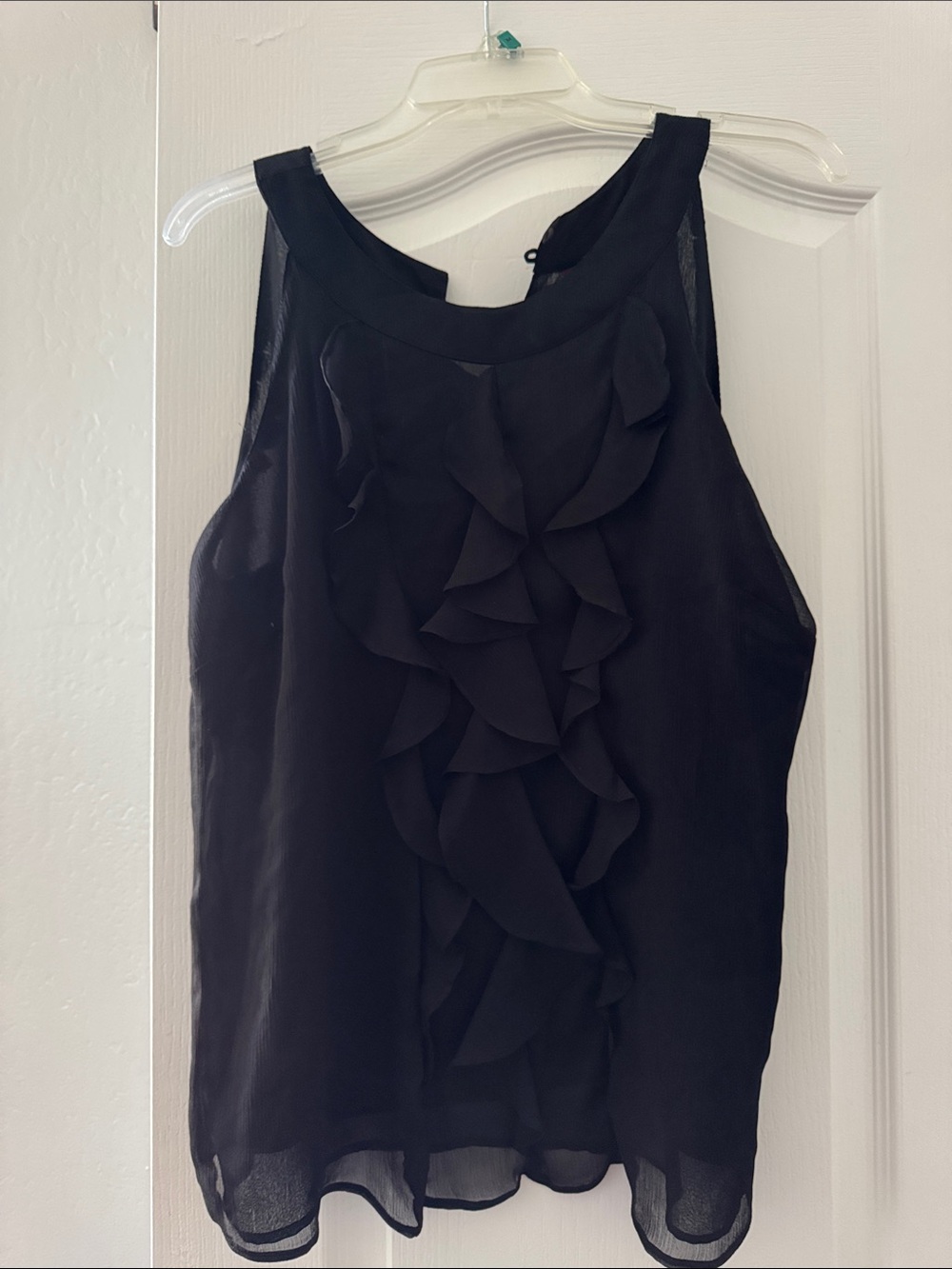 Merona Black Sleeveless Ruffle Front Blouse